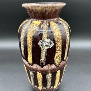 MCM Jasba Keramik Striped Vase West Germany with Sticker and Marking